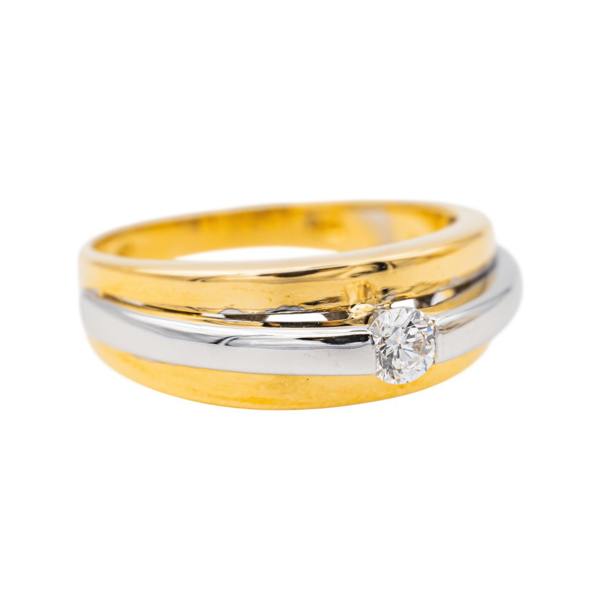 Bague Solitaire en or jaune, or blanc et diamant - Castafiore