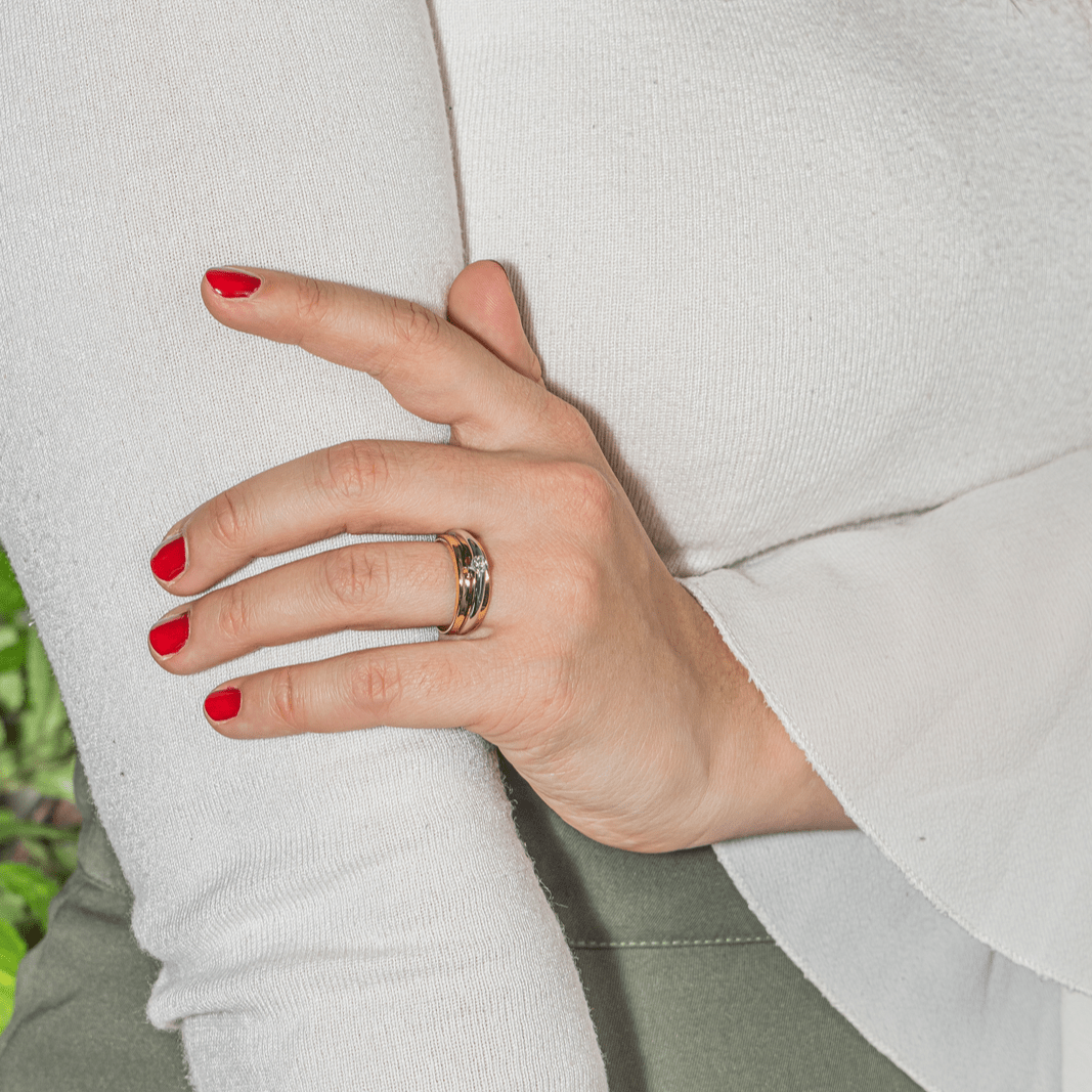 Bague Solitaire en or jaune, or blanc et diamant - Castafiore