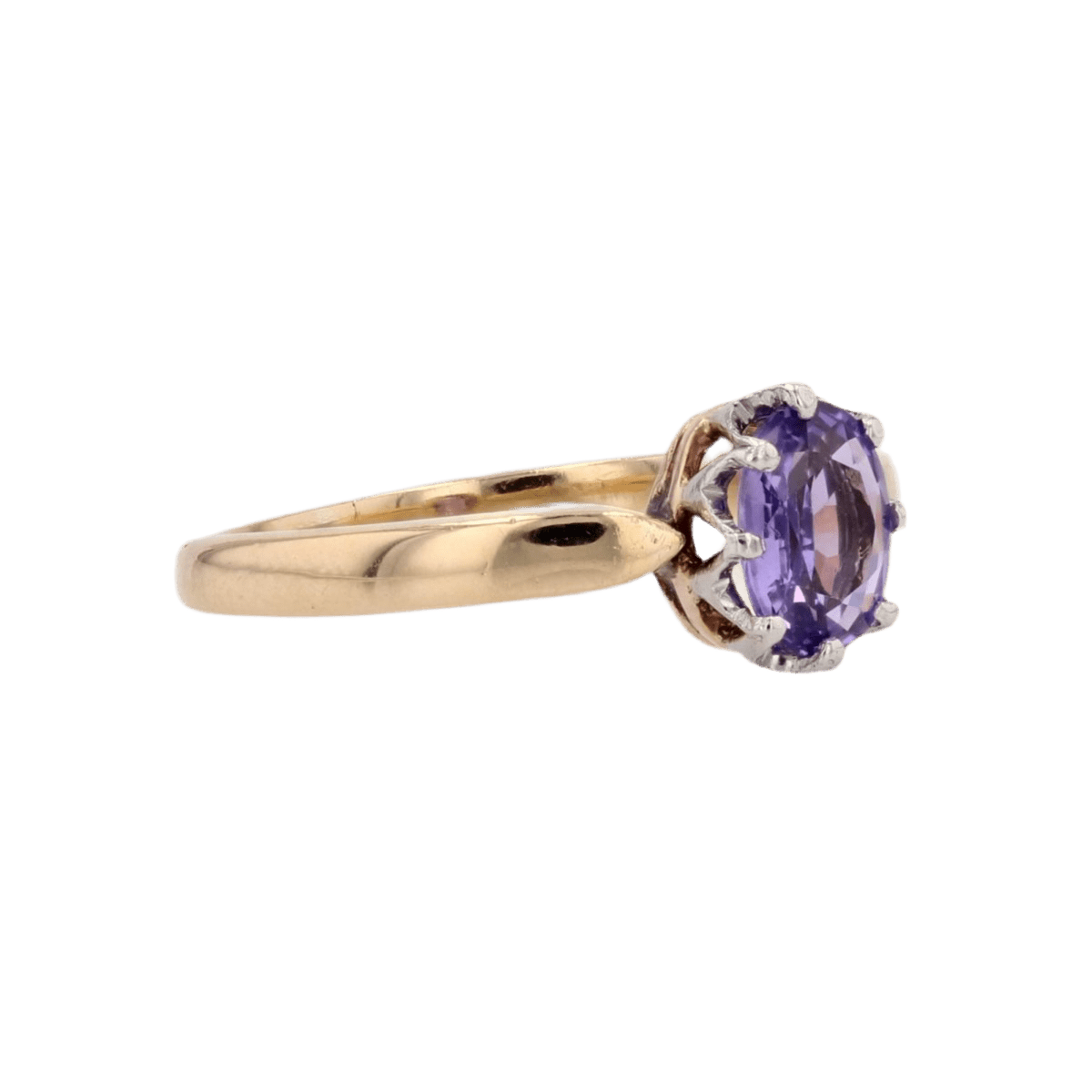 Bague Solitaire en or jaune, or blanc et saphir - Castafiore