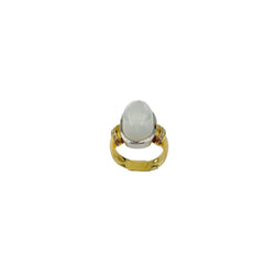Bague Solitaire en or jaune, or blanc, pierre de lune et diamants - Castafiore