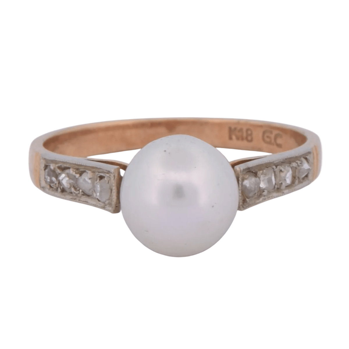 Bague Solitaire en or jaune, perle et diamants - Castafiore