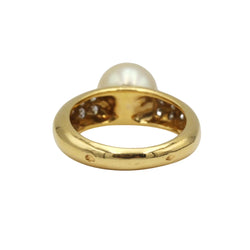 Bague Solitaire en or jaune, perle et diamants - Castafiore