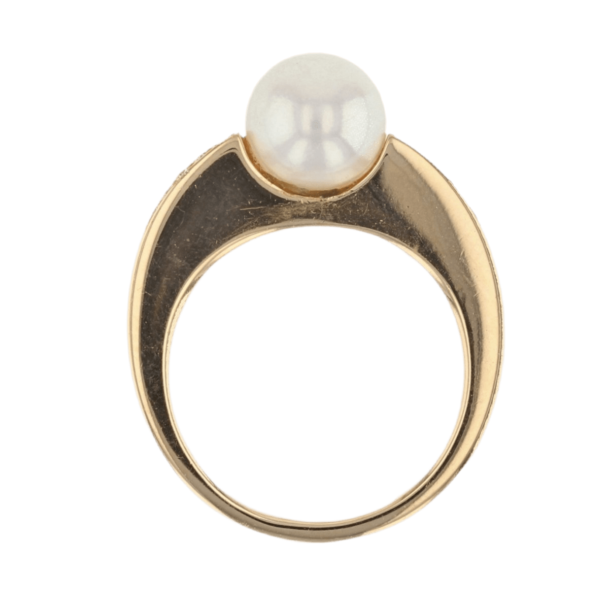 Bague Solitaire en or jaune, perle et diamants - Castafiore