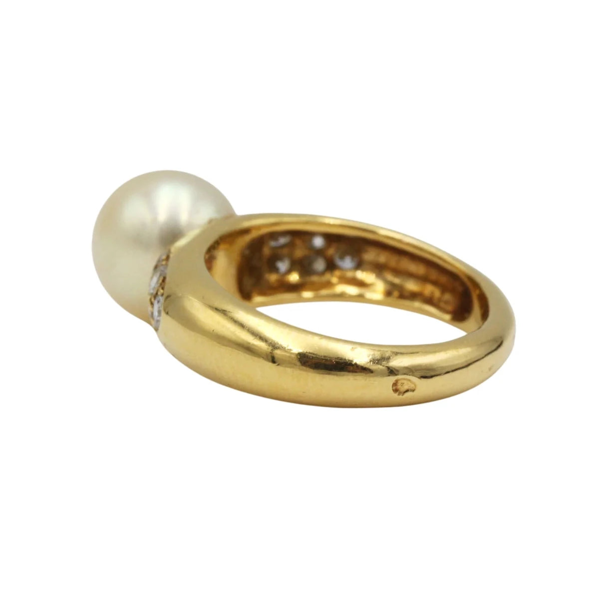 Bague Solitaire en or jaune, perle et diamants - Castafiore