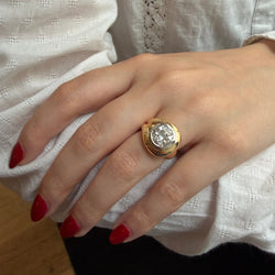 Bague Solitaire en or jaune, platine et diamant - Castafiore