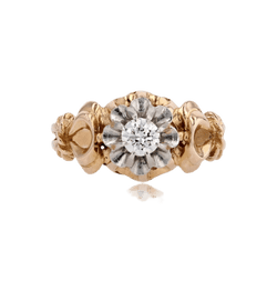 Bague Solitaire en or jaune, platine et diamant - Castafiore