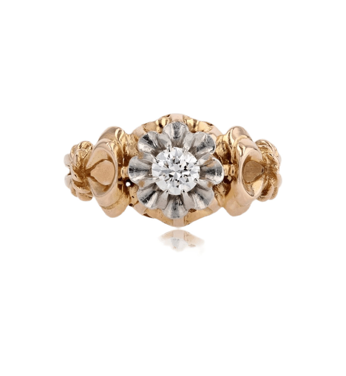 Bague Solitaire en or jaune, platine et diamant - Castafiore