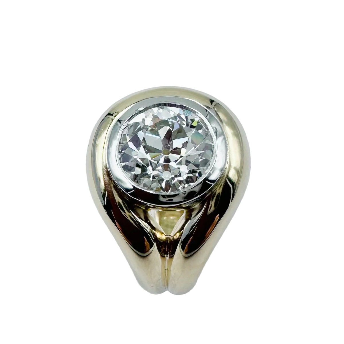 Bague Solitaire en or jaune, platine et diamant - Castafiore