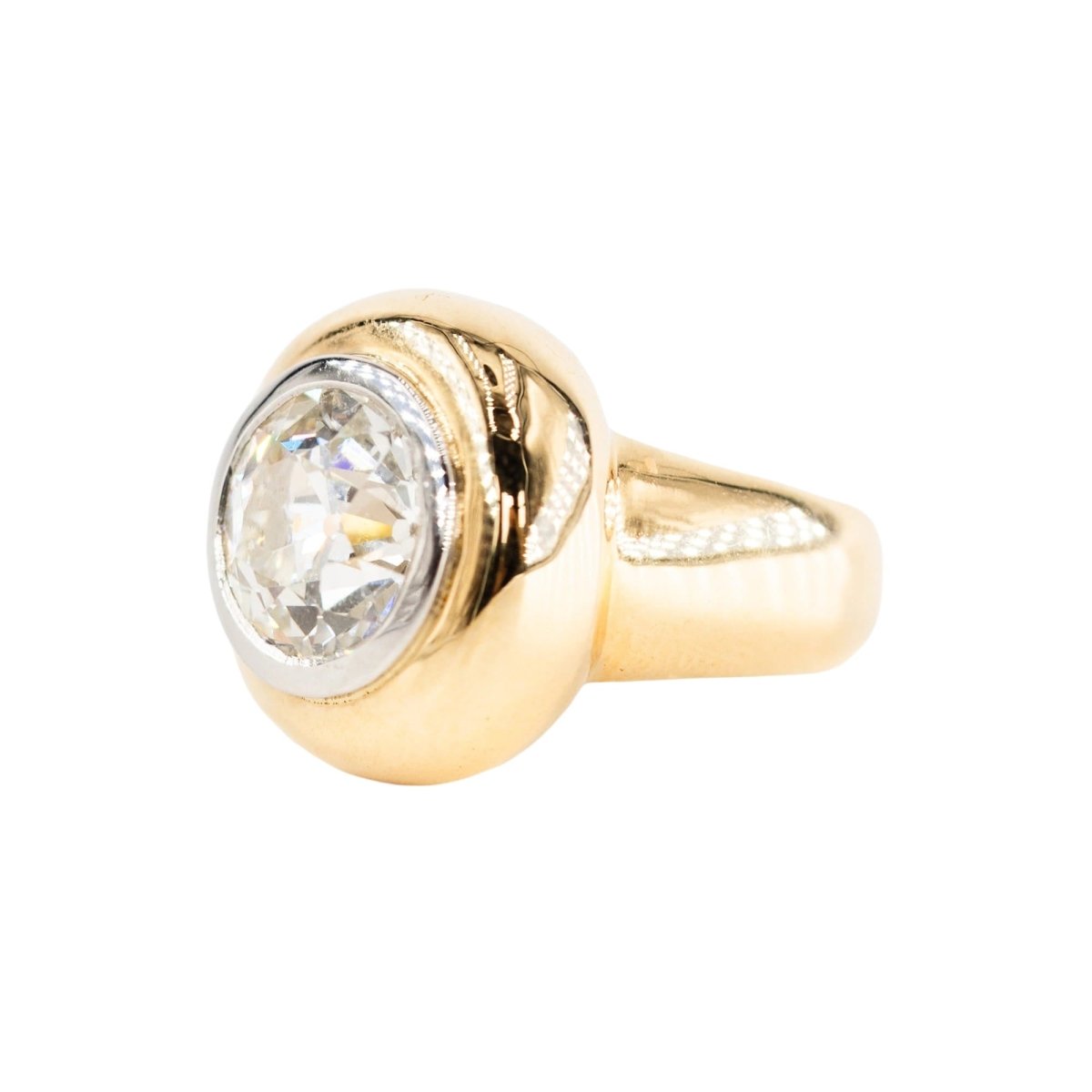 Bague Solitaire en or jaune, platine et diamant - Castafiore
