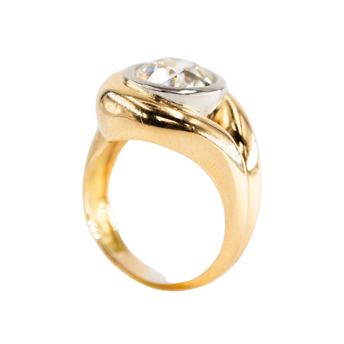 Bague Solitaire en or jaune, platine et diamant - Castafiore