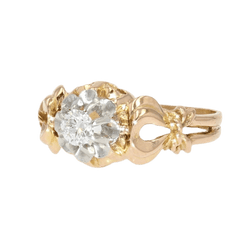 Bague Solitaire en or jaune, platine et diamant - Castafiore