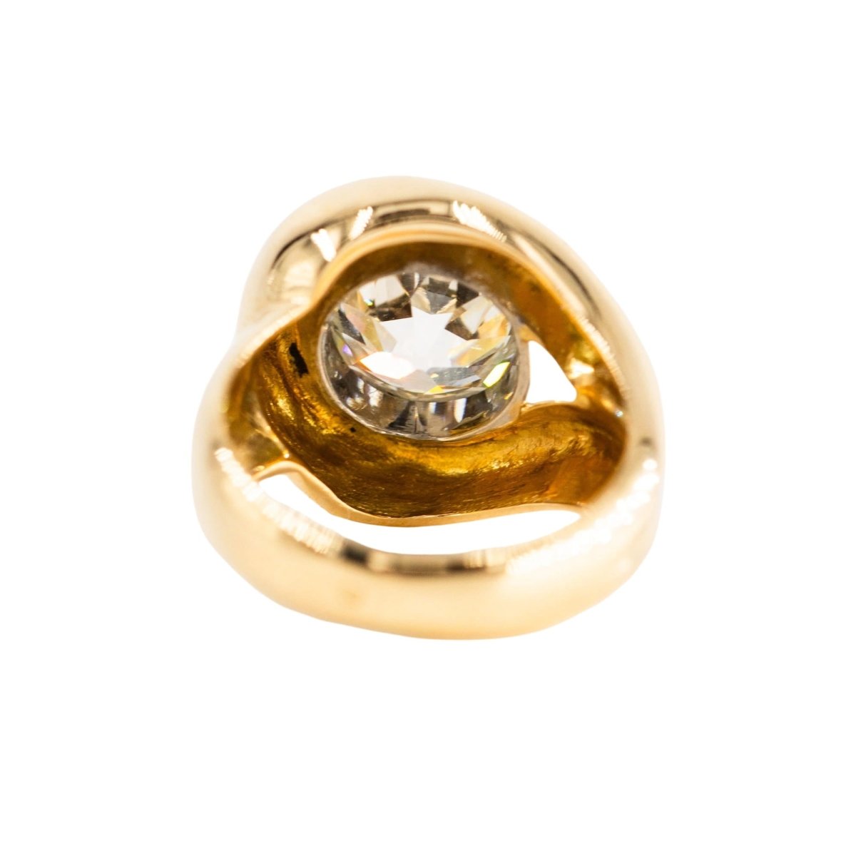 Bague Solitaire en or jaune, platine et diamant - Castafiore