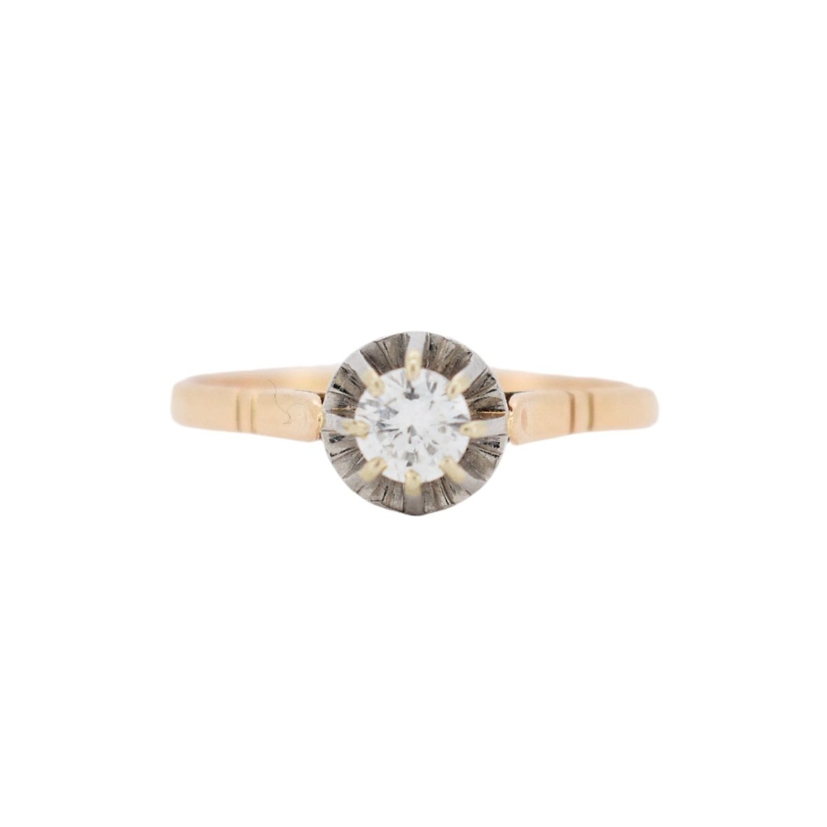 Bague Solitaire en or jaune, platine et diamant - Castafiore