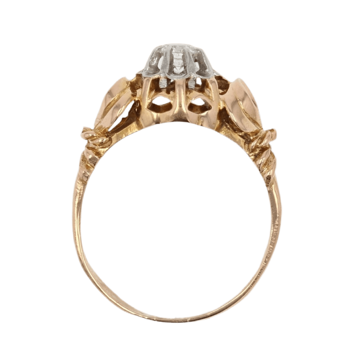 Bague Solitaire en or jaune, platine et diamant - Castafiore