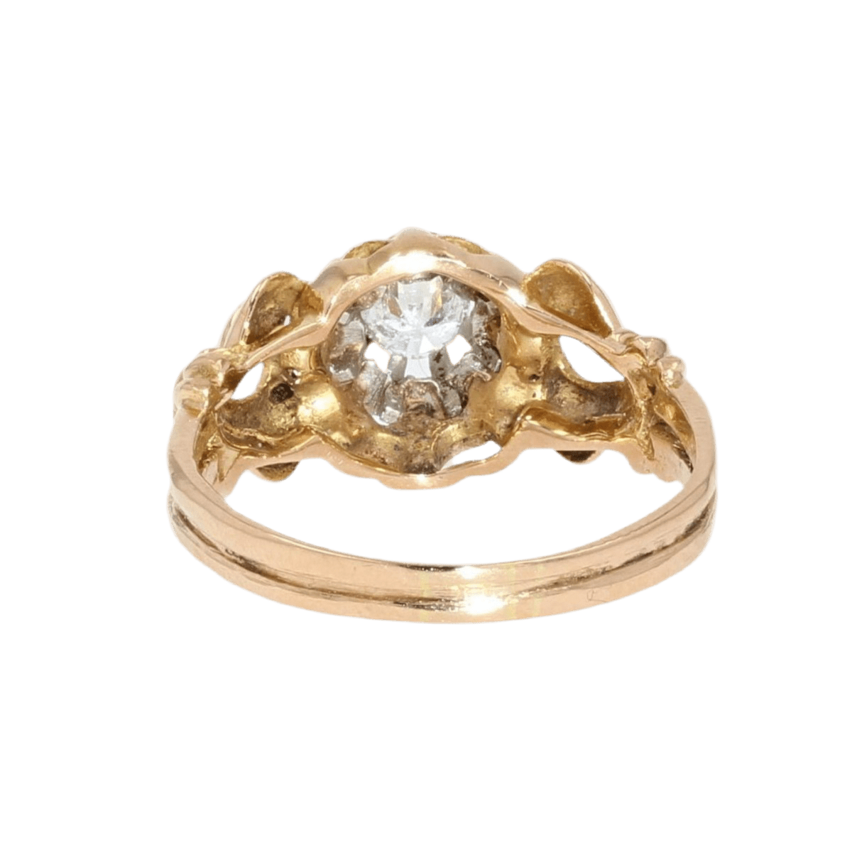 Bague Solitaire en or jaune, platine et diamant - Castafiore