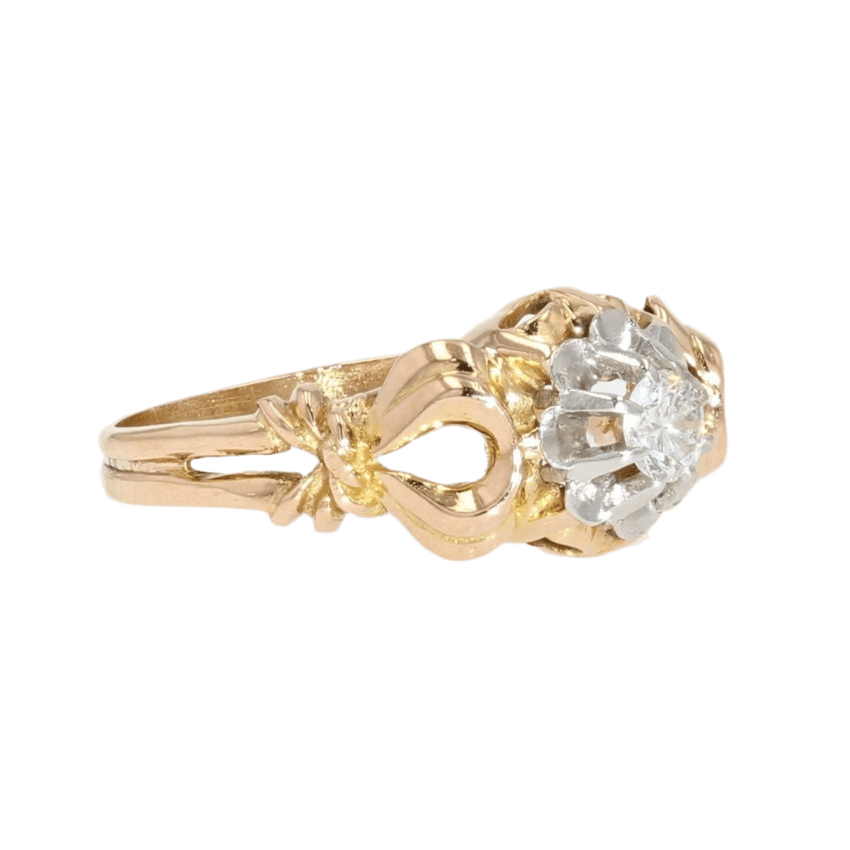 Bague Solitaire en or jaune, platine et diamant - Castafiore