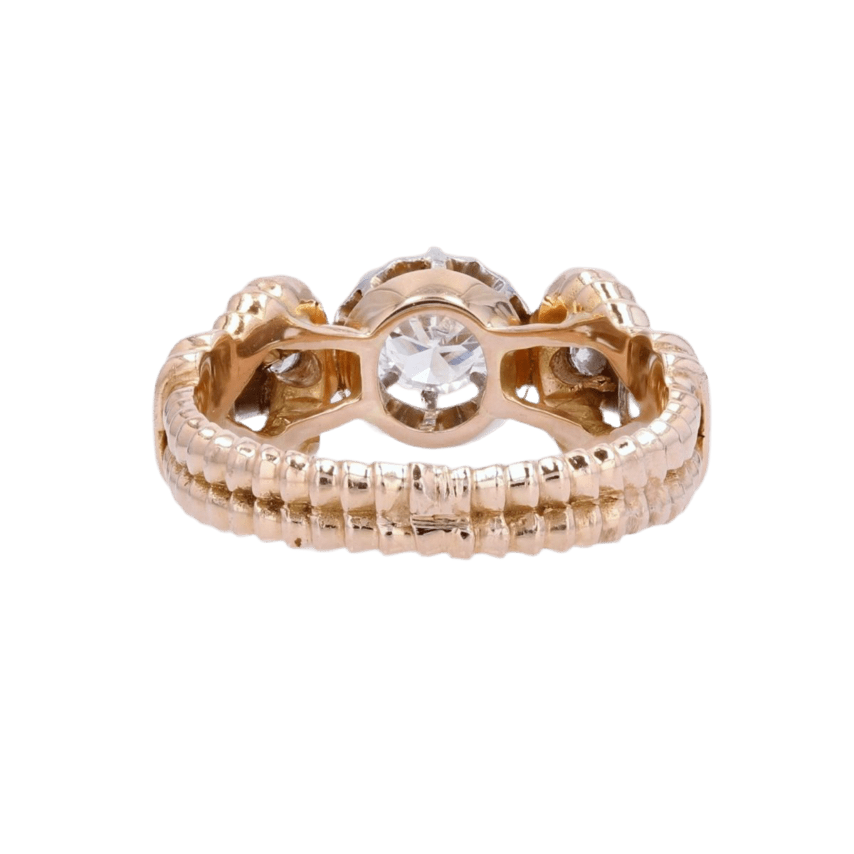 Bague Solitaire en or jaune, platine et diamants - Castafiore