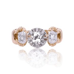 Bague Solitaire en or jaune, platine et diamants - Castafiore