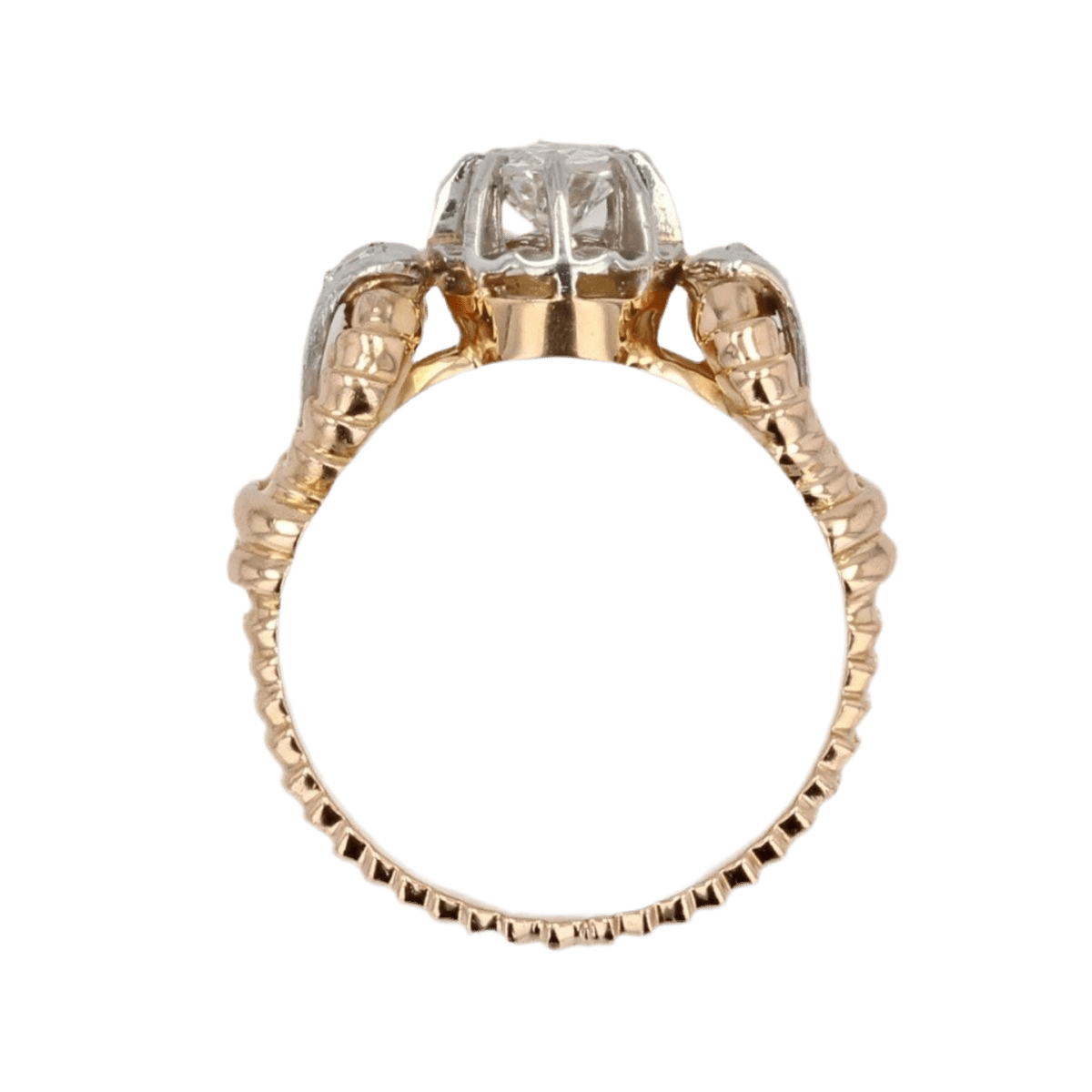 Bague Solitaire en or jaune, platine et diamants - Castafiore