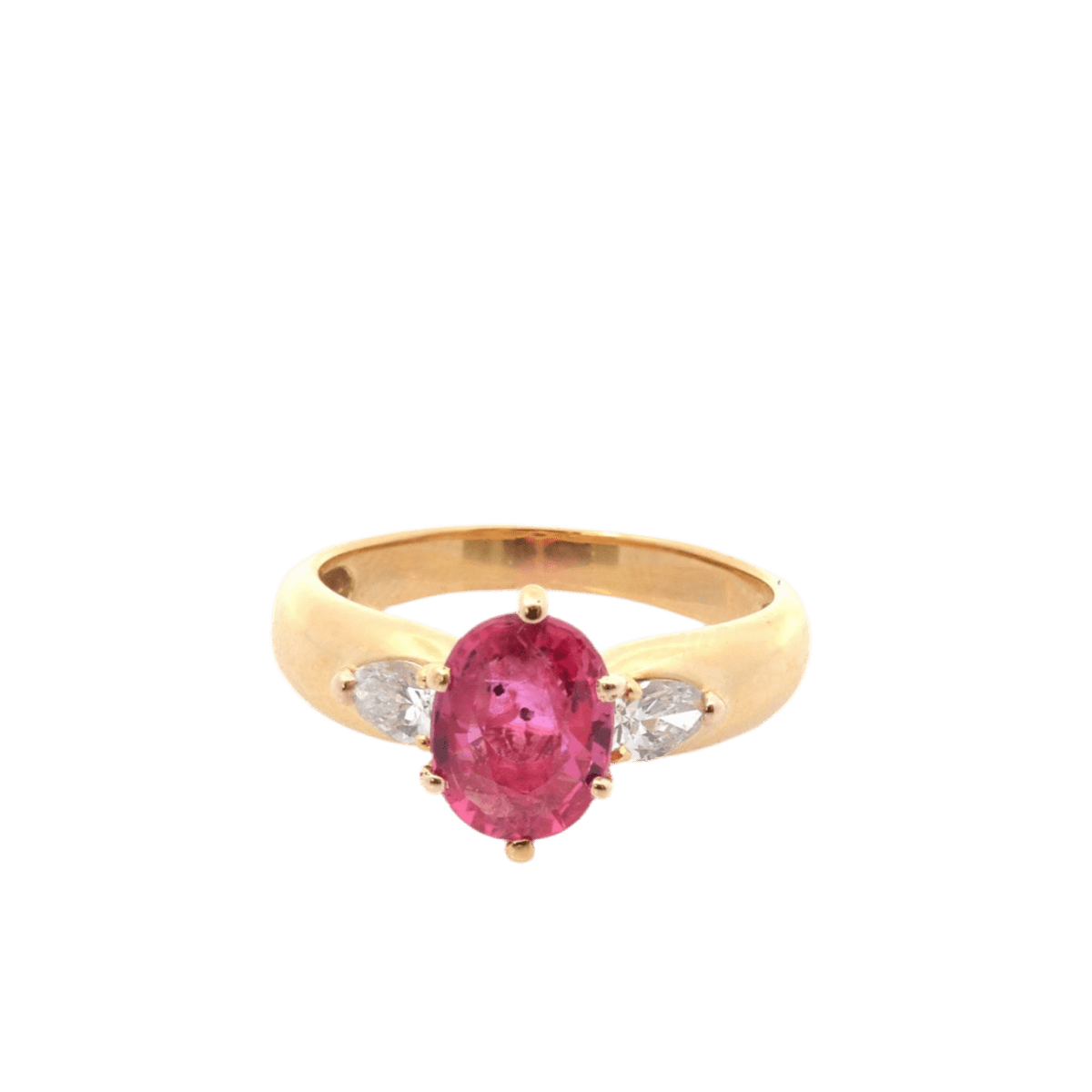 Bague Solitaire en or jaune, rubis et diamants - Castafiore