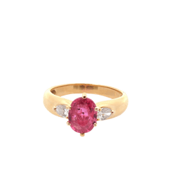 Bague Solitaire en or jaune, rubis et diamants - Castafiore