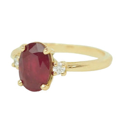 Bague Solitaire en or jaune, rubis et diamants - Castafiore