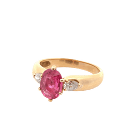 Bague Solitaire en or jaune, rubis et diamants - Castafiore