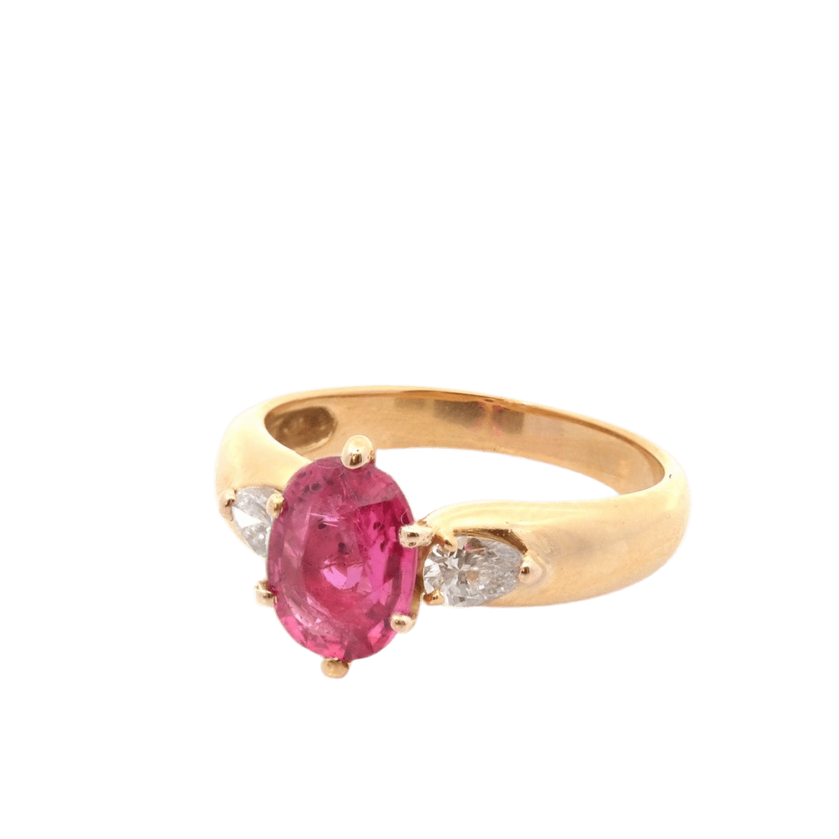 Bague Solitaire en or jaune, rubis et diamants - Castafiore