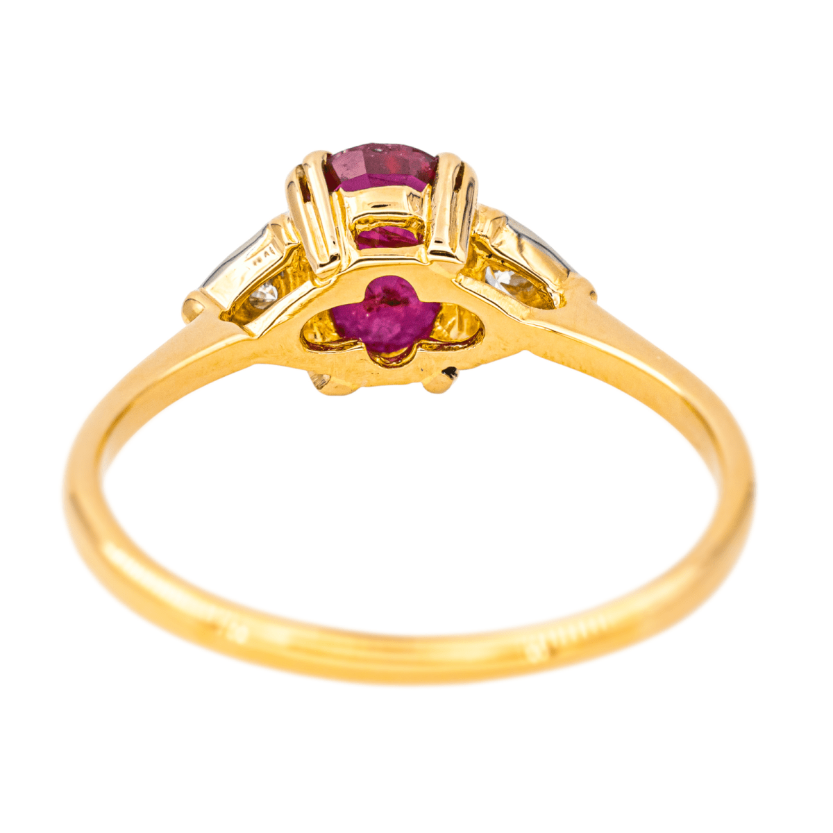 Bague Solitaire en or jaune, rubis et diamants - Castafiore