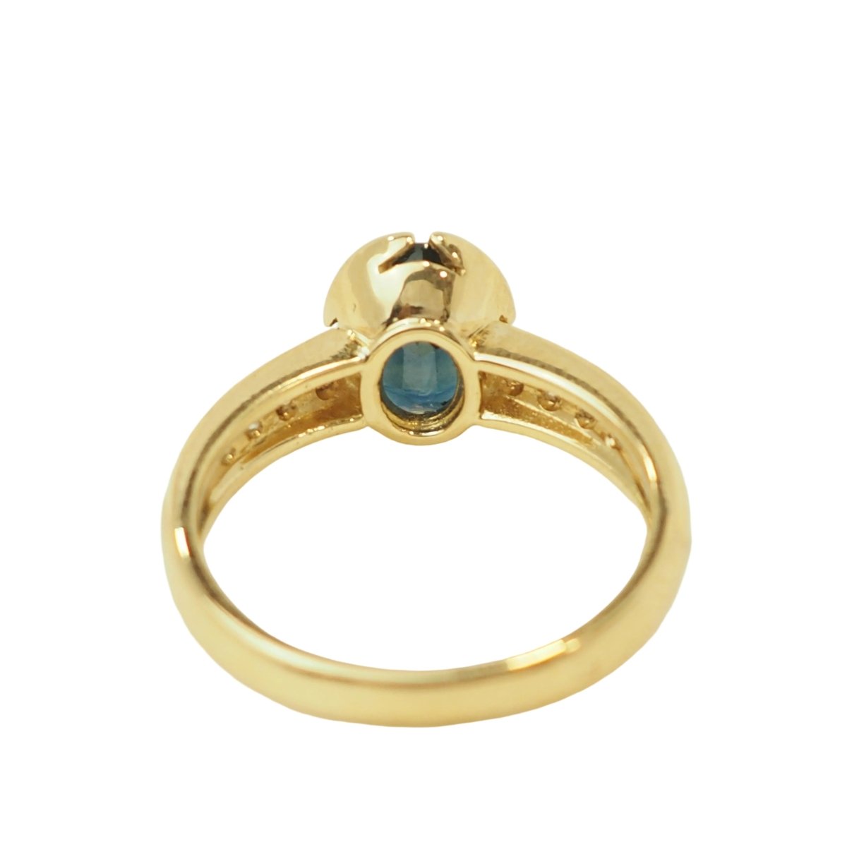 Bague Solitaire en or jaune, saphir et diamant - Castafiore