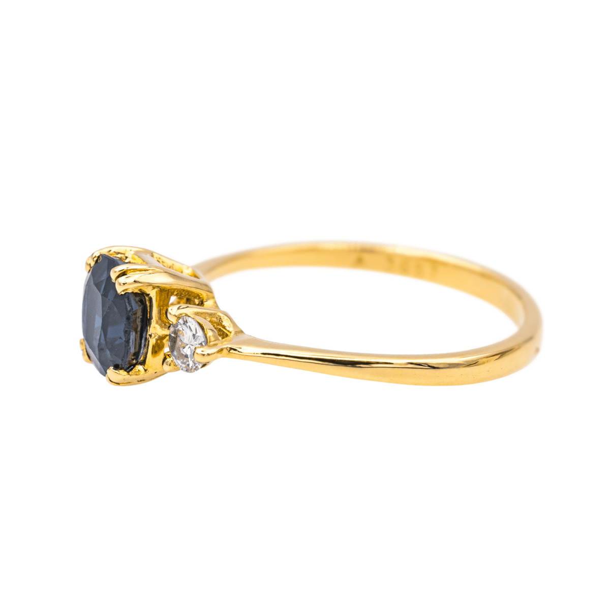 Bague Solitaire en or jaune, saphir et diamants - Castafiore