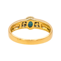 Bague Solitaire en or jaune, saphir et diamants - Castafiore