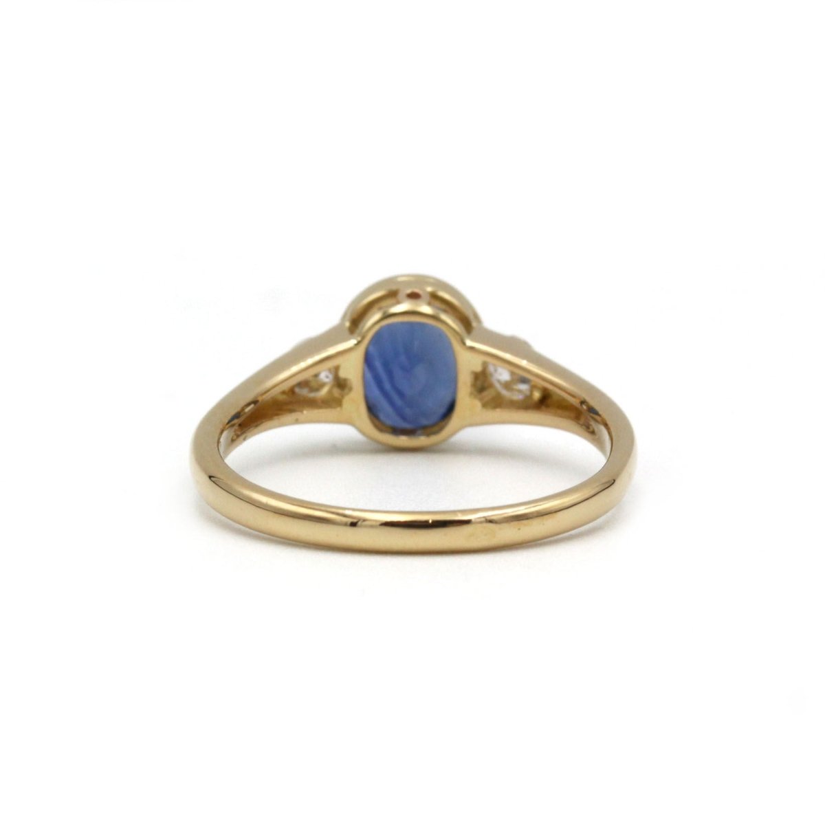Bague Solitaire en or jaune, saphir et diamants - Castafiore