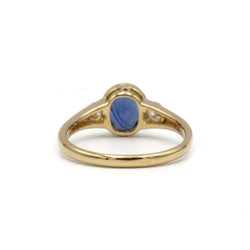 Bague Solitaire en or jaune, saphir et diamants - Castafiore