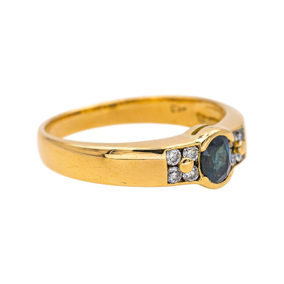 Bague Solitaire en or jaune, saphir et diamants - Castafiore