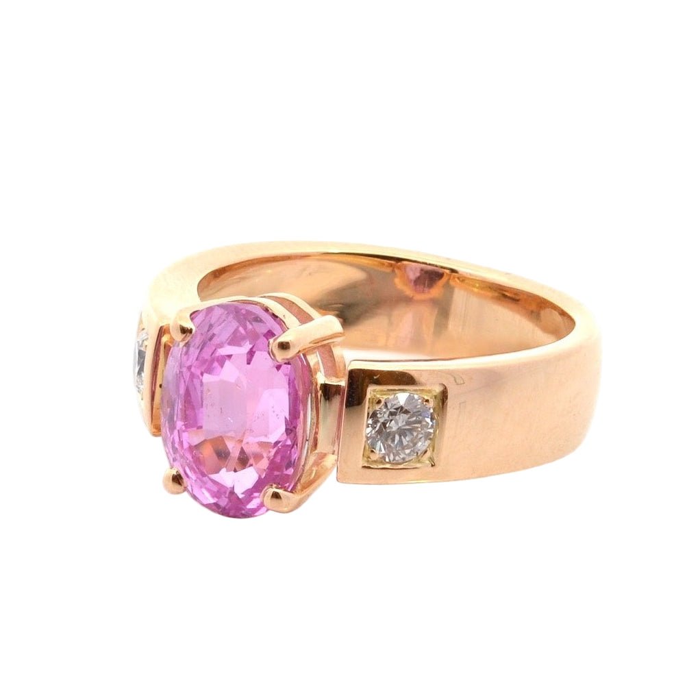 Bague Solitaire en or jaune, saphir, et diamants - Castafiore