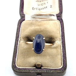 Bague Solitaire en or jaune, saphir et diamants - Castafiore