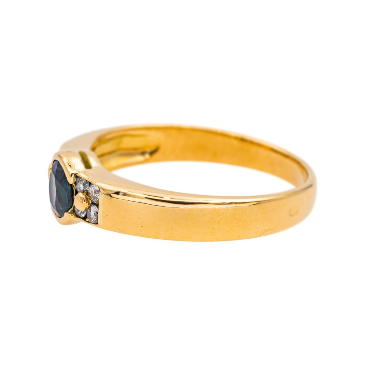 Bague Solitaire en or jaune, saphir et diamants - Castafiore