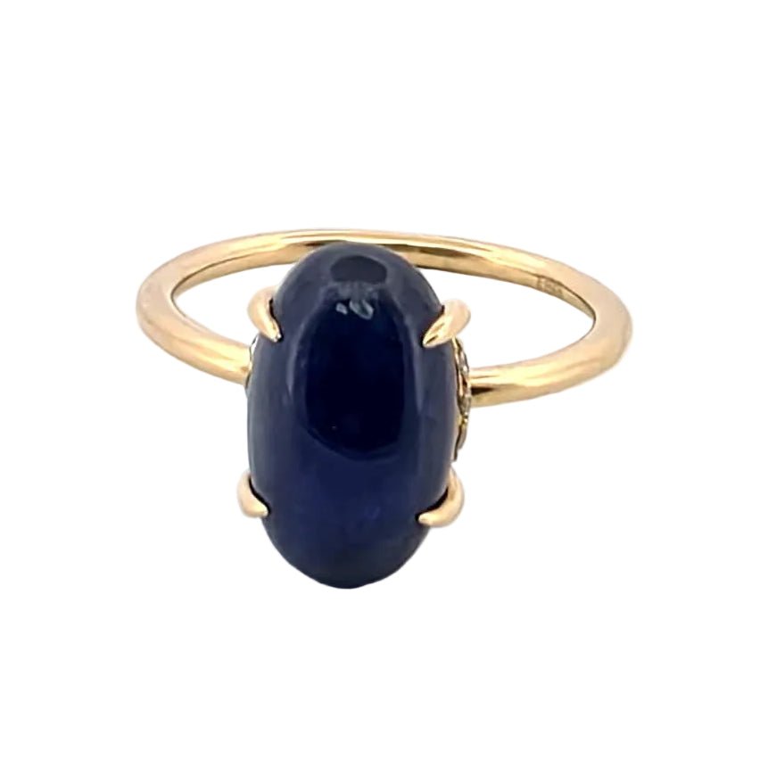 Bague Solitaire en or jaune, saphir et diamants - Castafiore