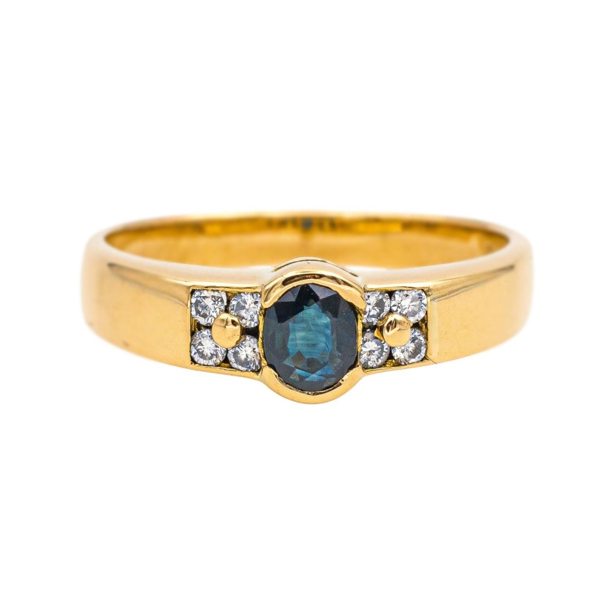 Bague Solitaire en or jaune, saphir et diamants - Castafiore