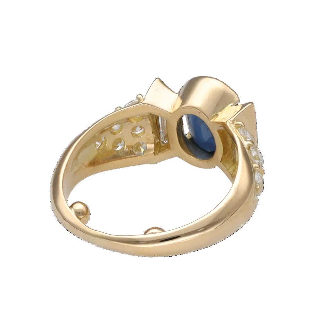 Ring - 18k yellow gold - Sapphire 1 Ct and diamonds 1 Ct H-VS - Size 51
