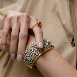 Bague Solitaire en or jaune torsadée et citrine - Castafiore