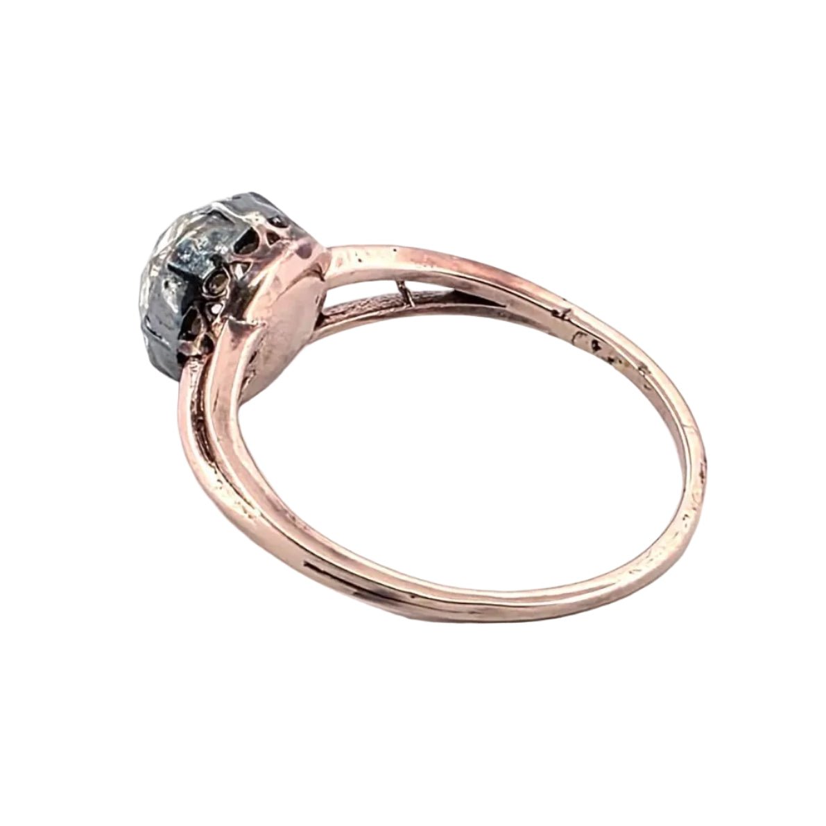 Bague Solitaire en or rose, argent et diamant - Castafiore