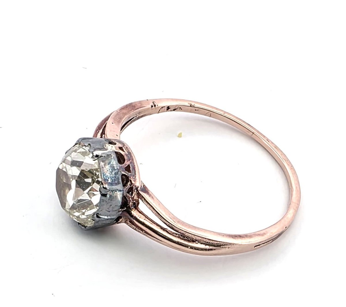 Bague Solitaire en or rose, argent et diamant - Castafiore