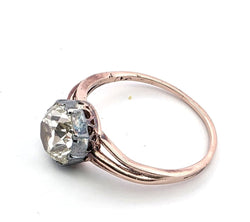 Bague Solitaire en or rose, argent et diamant - Castafiore