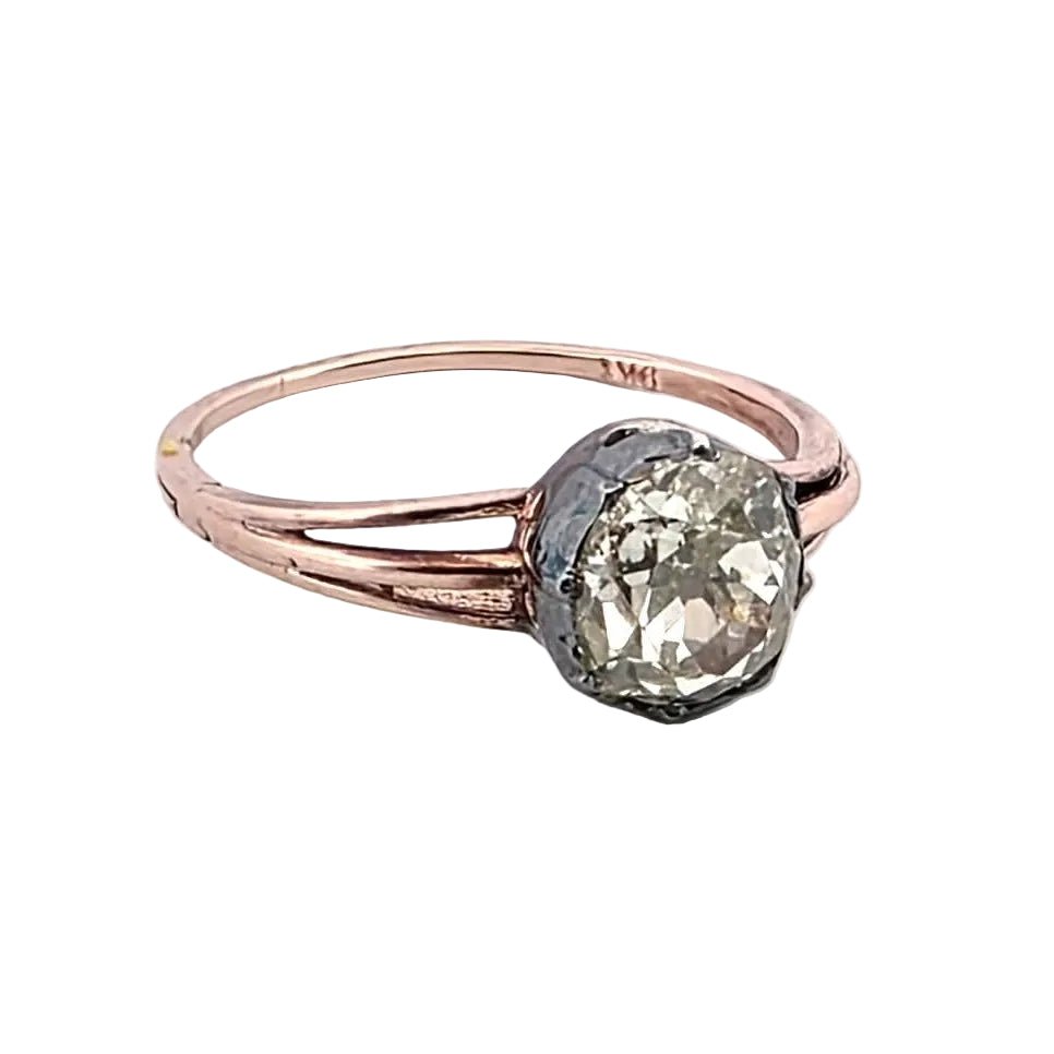 Bague Solitaire en or rose, argent et diamant - Castafiore