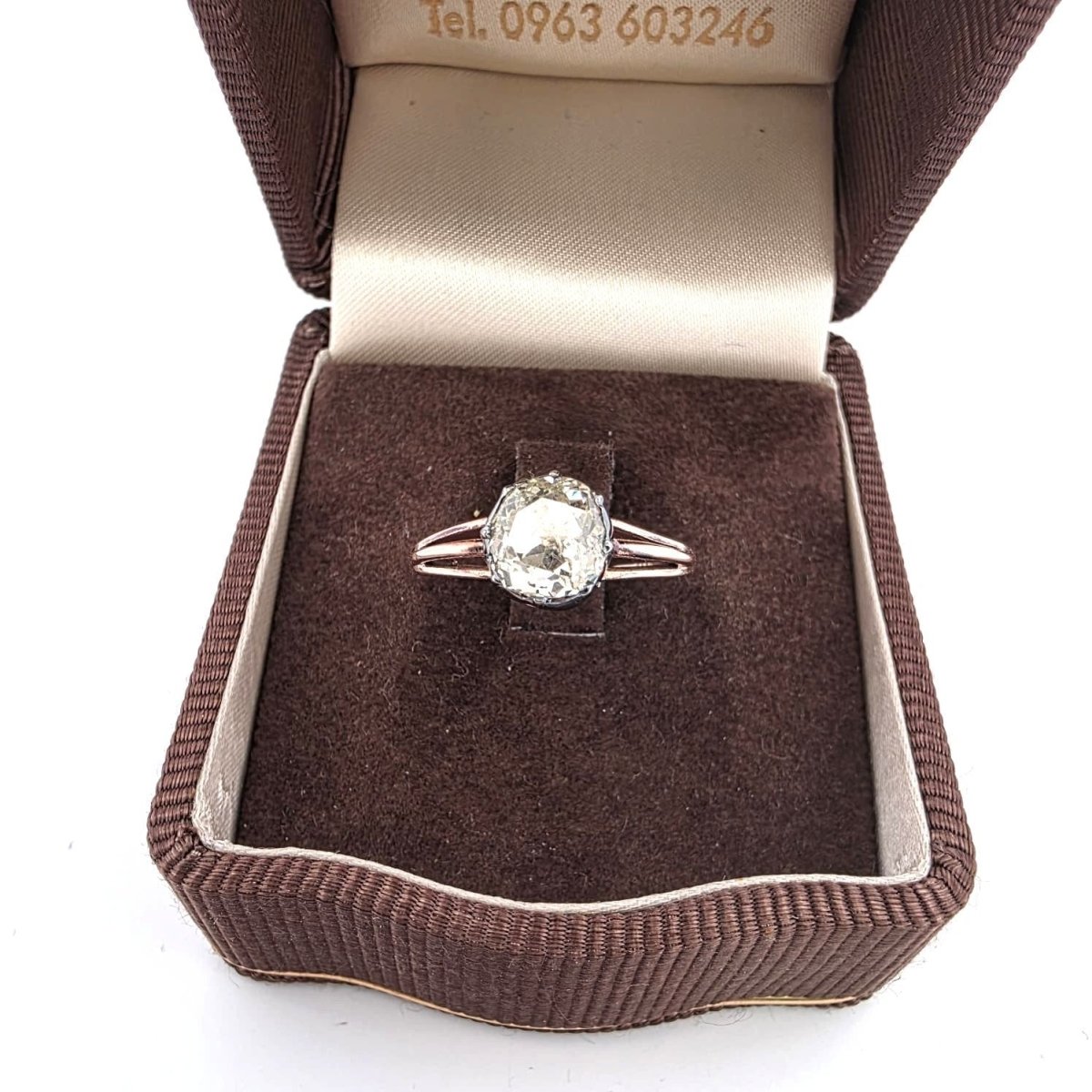 Bague Solitaire en or rose, argent et diamant - Castafiore