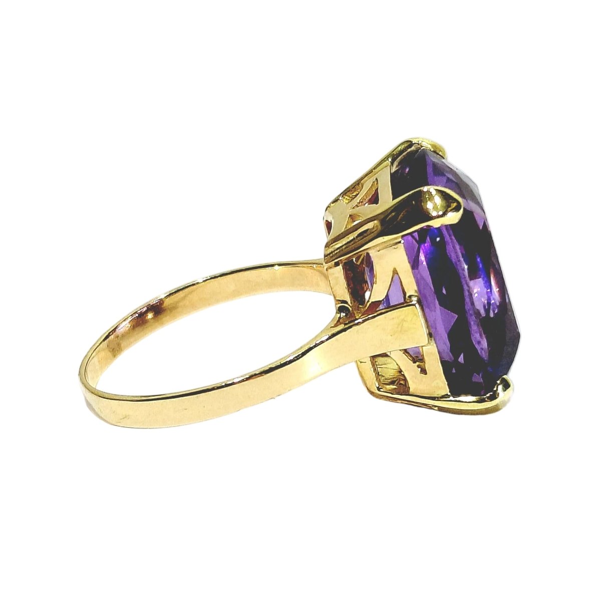 Bague Solitaire en or rose et améthyste - Castafiore