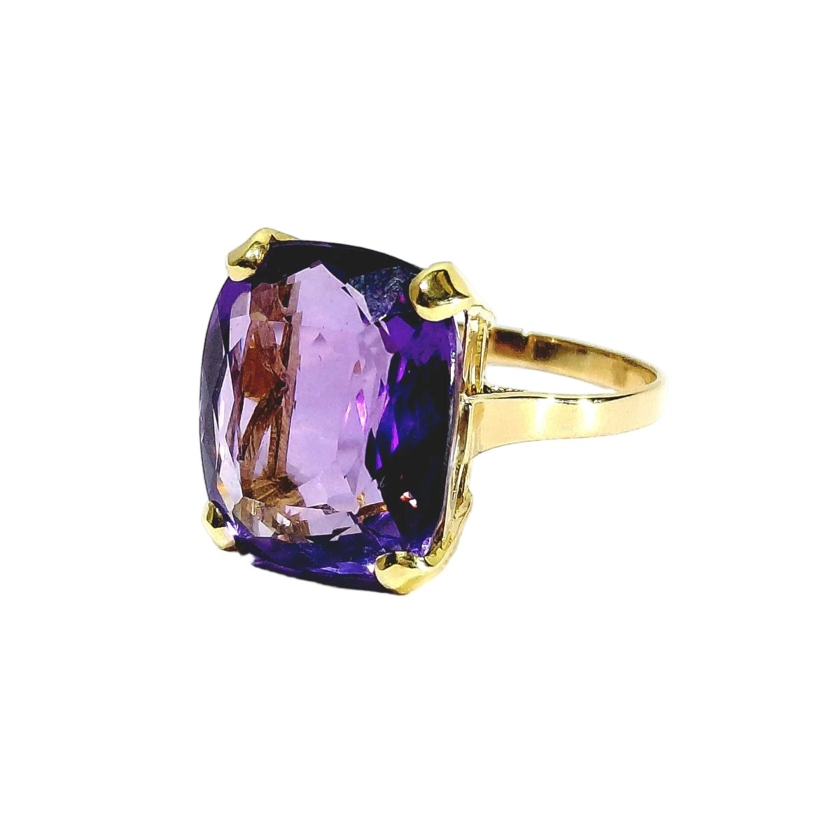 Bague Solitaire en or rose et améthyste - Castafiore
