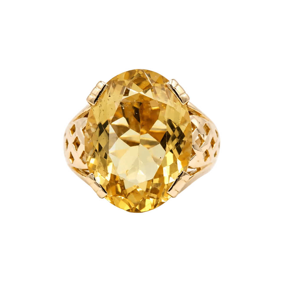 Bague Solitaire en or rose et citrine - Castafiore